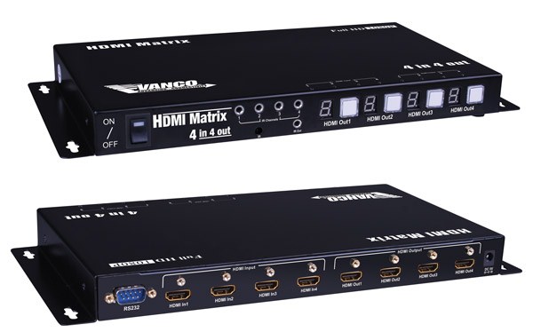 HDMI® 4x4 Matrix Selector Switch with IR and RS232 Control