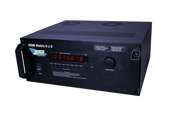 Vanco Powered by WyreStorm HDMI® 8x8 Matrix Selector Switch over UTP with IR and RS232 Control